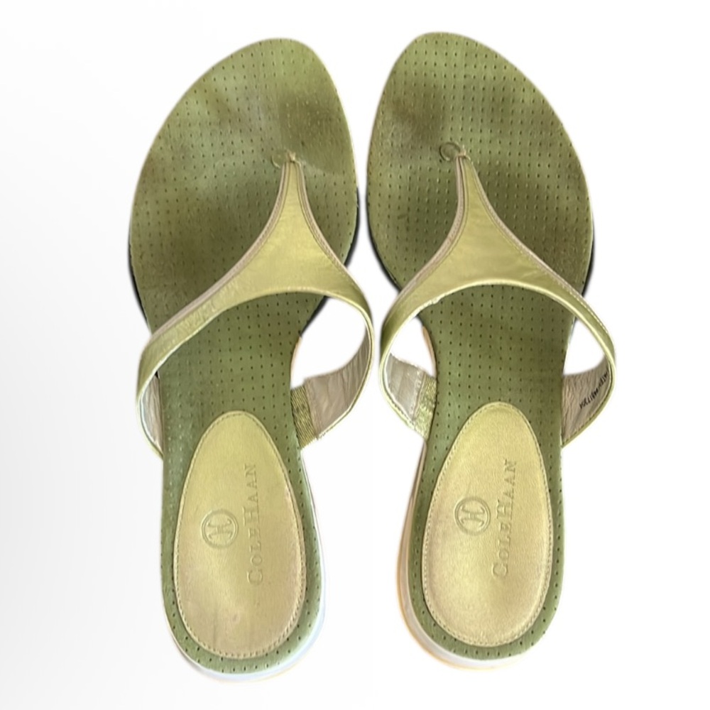 Cole Haan Flip Flops Metallic Straps Size 7 - Picture 6 of 14